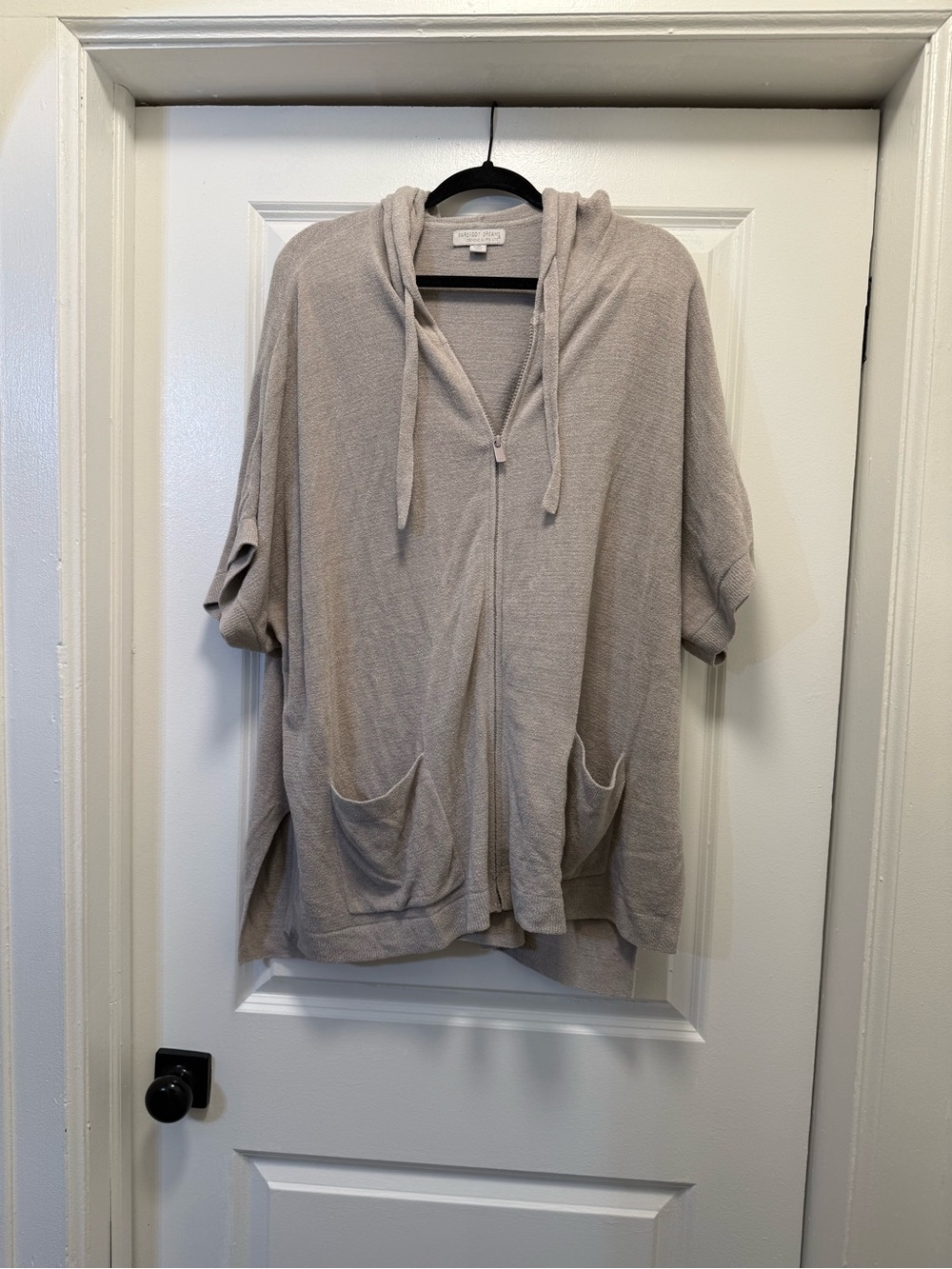 Light Taupe Hooded Zip-Front womens Sweater